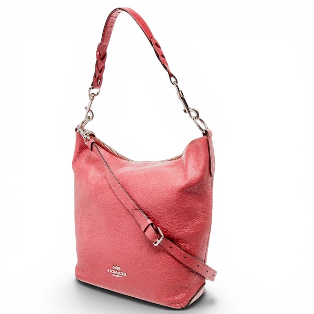 Coach Abby Duffle Rose Petal Pink Pebbled Leather Shoulder Bag F31507 NEW